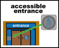 Accessible entrance push to open button