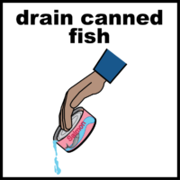 Drain canned fish