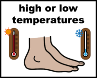 high or low temperatures with feet
