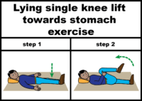 Lying single knee lift towards stomach exercise