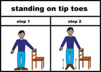 standing on tip toes