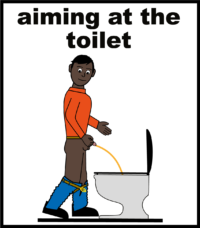 aiming at the toilet