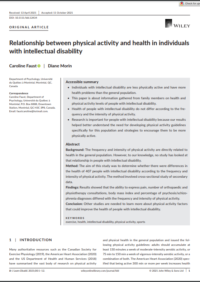 Thumbnail for Relationship between physical activity and health in individuals and intellectual disability 