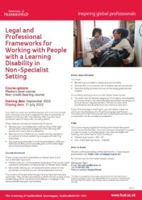 Thumbnail for Legal and Professional Frameworks for Working with People with a Learning Disability in Non-Specialist Setting
