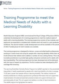 Thumbnail for Training Programme to meet the Medical Needs of Adults with a Learning Disability