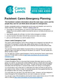Thumbnail for Factsheet: Carers Emergency Planning 
