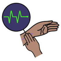 Checking pulse heart rhythm with fingers