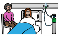 General anesthetic recovery room patient and carer