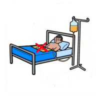 Patient in bed drip fed