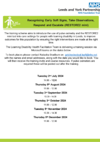 Thumbnail for Restore2 training dates July 2024 - December 2024